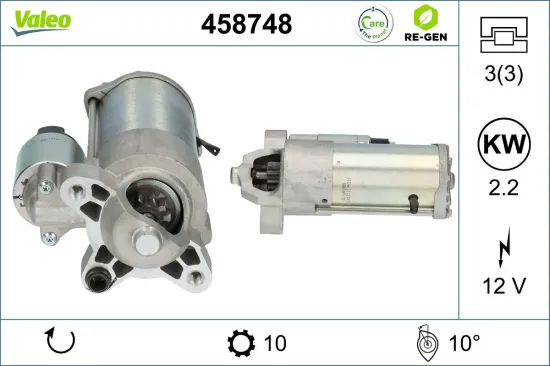 Starter 12 V 2,2 kW VALEO 458748 Bild Starter 12 V 2,2 kW VALEO 458748