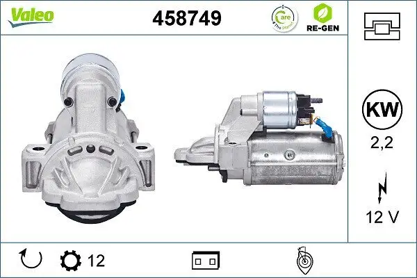 Starter 12 V 2,2 kW VALEO 458749