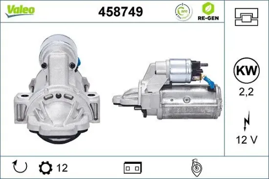 Starter 12 V 2,2 kW VALEO 458749 Bild Starter 12 V 2,2 kW VALEO 458749