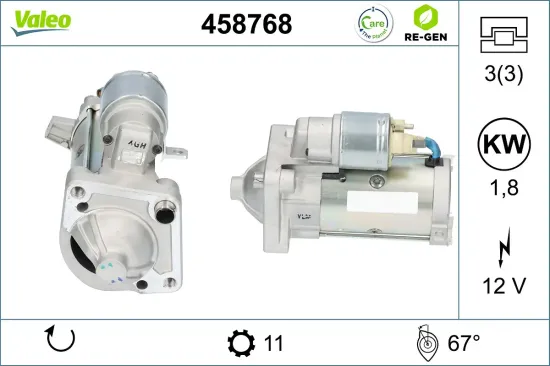 Starter 12 V 1,8 kW VALEO 458768 Bild Starter 12 V 1,8 kW VALEO 458768