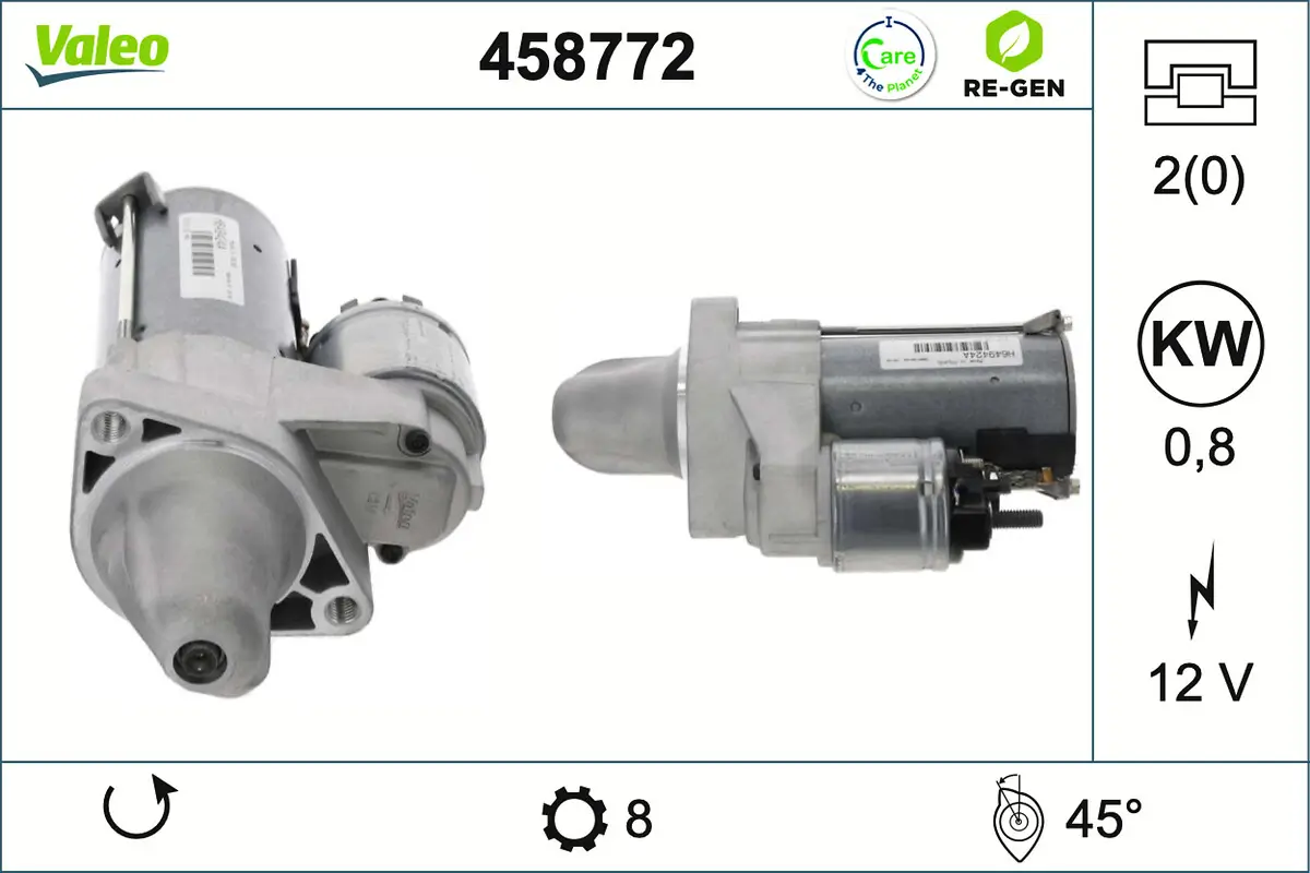 Starter 12 V 0,8 kW VALEO 458772