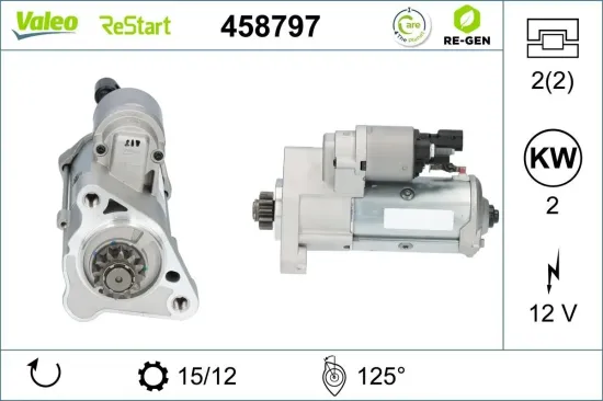 Starter 12 V 2 kW VALEO 458797 Bild Starter 12 V 2 kW VALEO 458797