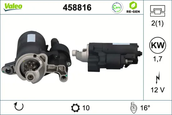 Starter 12 V 1,7 kW VALEO 458816 Bild Starter 12 V 1,7 kW VALEO 458816