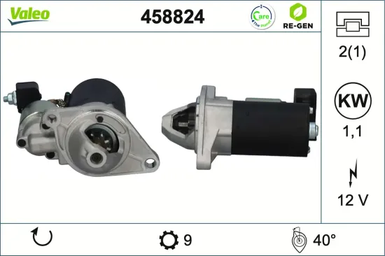 Starter 12 V 1,1 kW VALEO 458824 Bild Starter 12 V 1,1 kW VALEO 458824