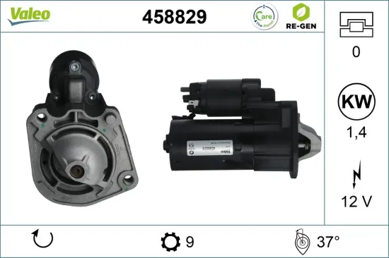Starter 12 V 1,4 kW VALEO 458829 Bild Starter 12 V 1,4 kW VALEO 458829