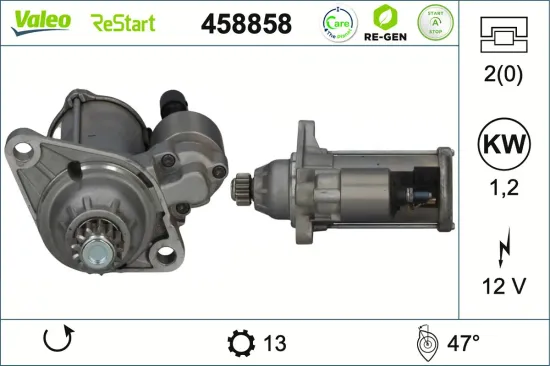 Starter 12 V 1,2 kW VALEO 458858 Bild Starter 12 V 1,2 kW VALEO 458858