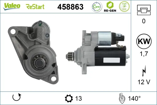 Starter 12 V 1,7 kW VALEO 458863 Bild Starter 12 V 1,7 kW VALEO 458863