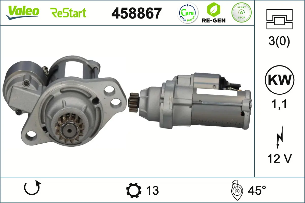 Starter 12 V 1,1 kW VALEO 458867