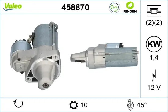 Starter 12 V 1,4 kW VALEO 458870 Bild Starter 12 V 1,4 kW VALEO 458870