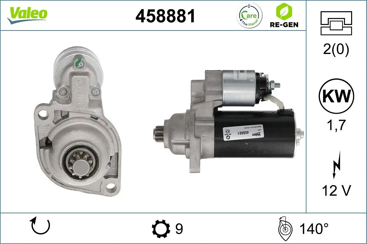 Starter 12 V 1,7 kW VALEO 458881