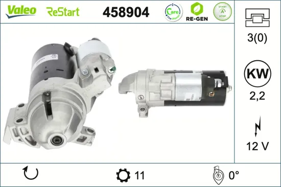 Starter 12 V 2,2 kW VALEO 458904 Bild Starter 12 V 2,2 kW VALEO 458904