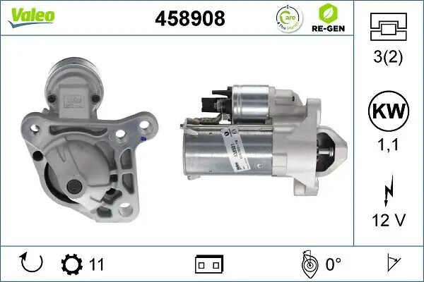 Starter 12 V 1,1 kW VALEO 458908