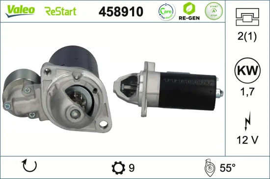 Starter 12 V 1,7 kW VALEO 458910 Bild Starter 12 V 1,7 kW VALEO 458910