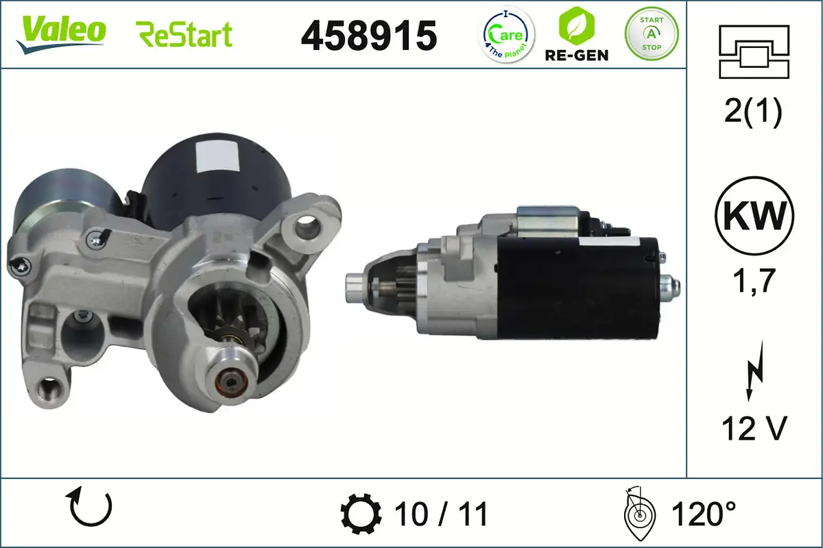 Starter 12 V 1,7 kW VALEO 458915