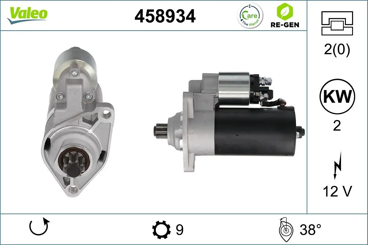 Starter 12 V 2 kW VALEO 458934
