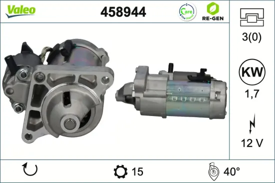 Starter 12 V 1,7 kW VALEO 458944 Bild Starter 12 V 1,7 kW VALEO 458944