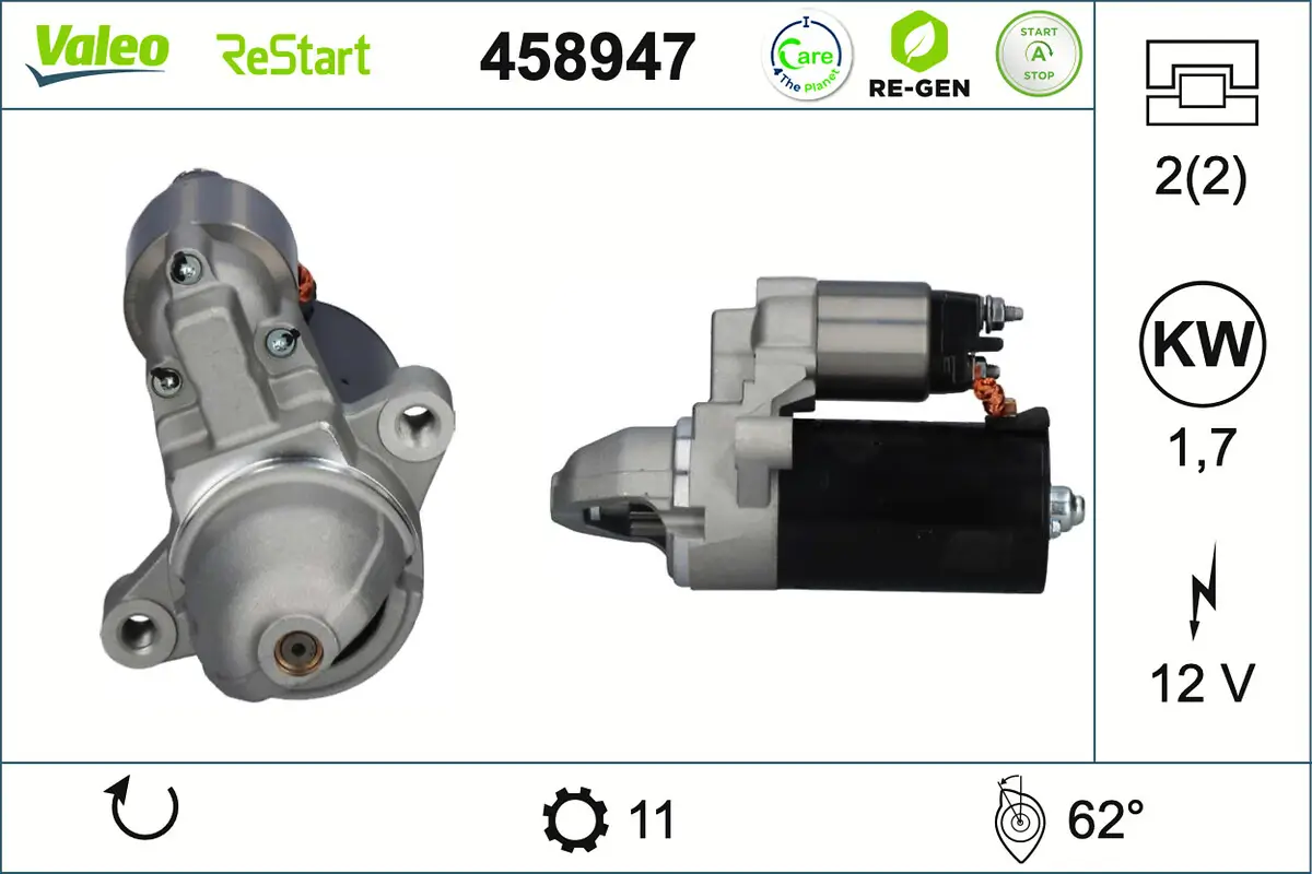 Starter 12 V 1,7 kW VALEO 458947