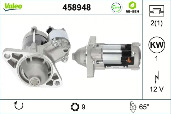 Starter 12 V 1 kW VALEO 458948 Bild Starter 12 V 1 kW VALEO 458948