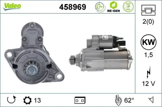 Starter 12 V 2 kW VALEO 458969 Bild Starter 12 V 2 kW VALEO 458969