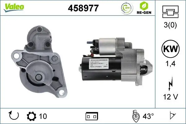 Starter 12 V 1,4 kW VALEO 458977