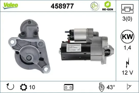 Starter 12 V 1,4 kW VALEO 458977 Bild Starter 12 V 1,4 kW VALEO 458977