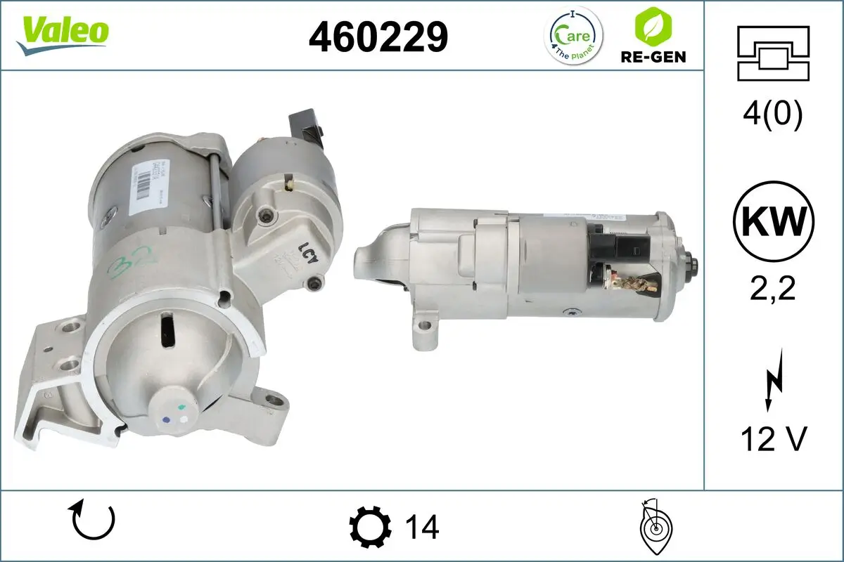 Starter 12 V 2,2 kW VALEO 460229