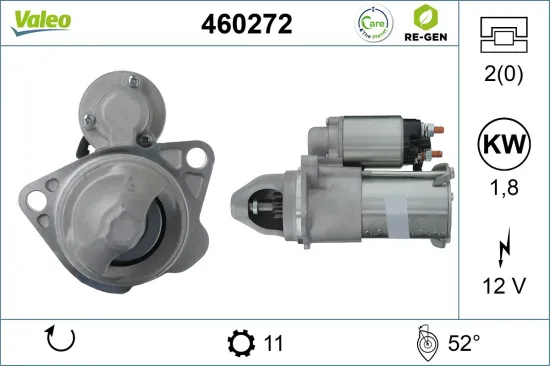 Starter 12 V 1,8 kW VALEO 460272 Bild Starter 12 V 1,8 kW VALEO 460272