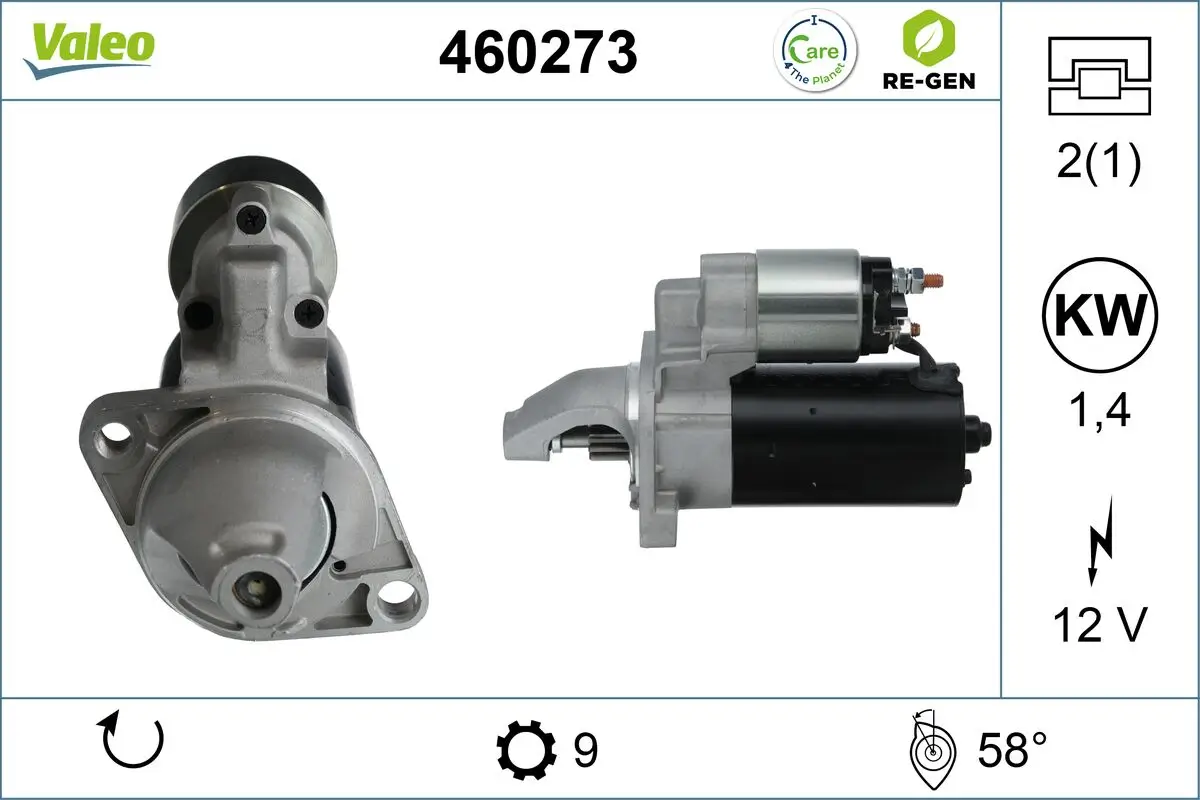 Starter 12 V 1,4 kW VALEO 460273
