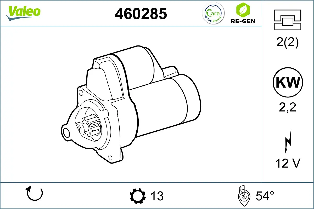 Starter 12 V 2,2 kW VALEO 460285
