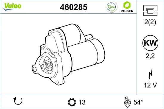 Starter 12 V 2,2 kW VALEO 460285 Bild Starter 12 V 2,2 kW VALEO 460285