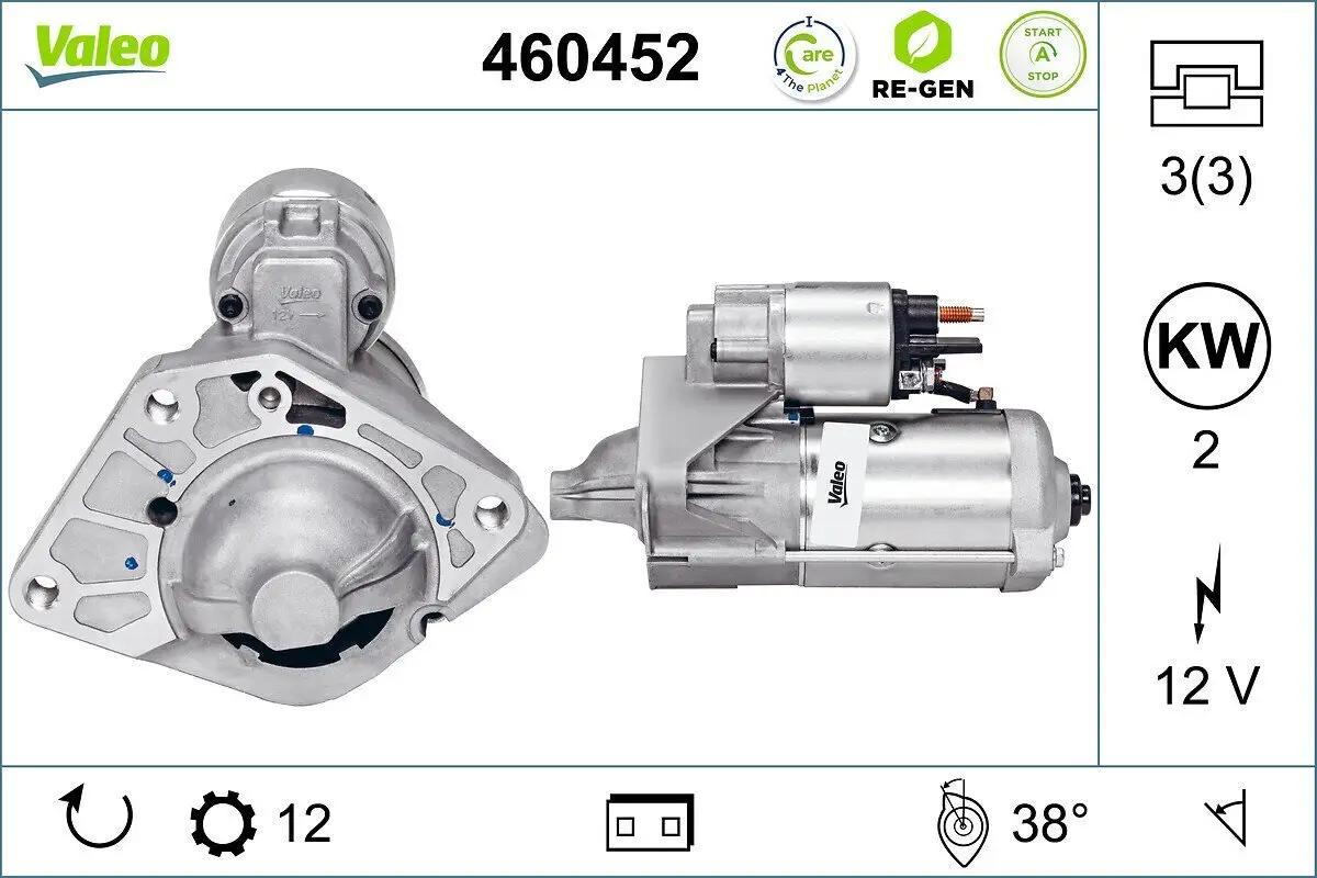 Starter 12 V 2 kW VALEO 460452