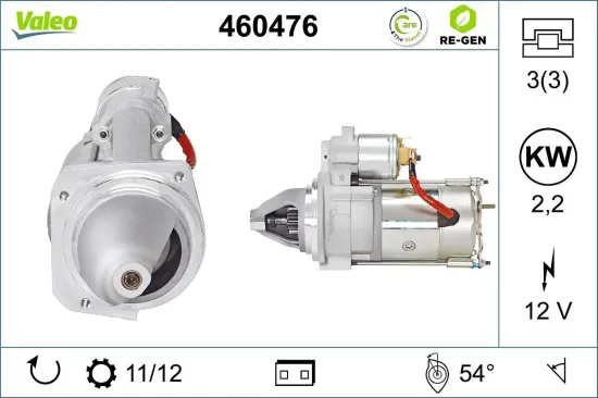 Starter 12 V 2,2 kW VALEO 460476 Bild Starter 12 V 2,2 kW VALEO 460476