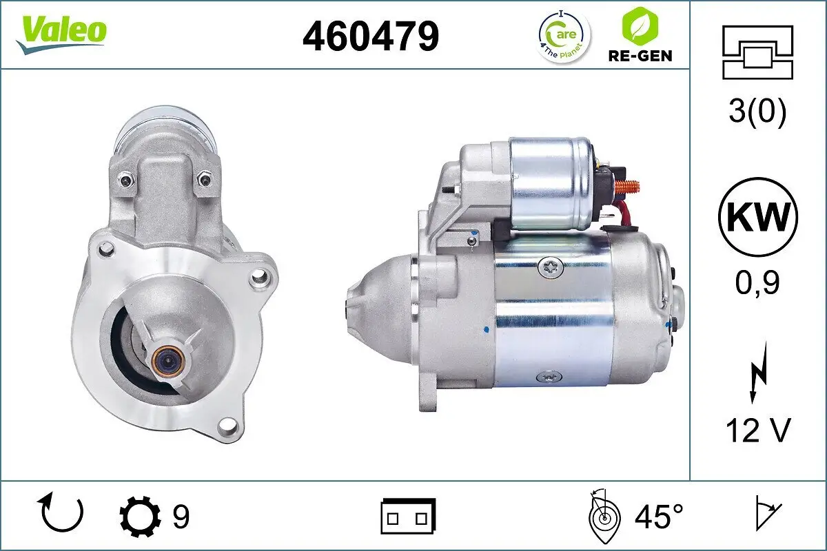 Starter 12 V 0,9 kW VALEO 460479