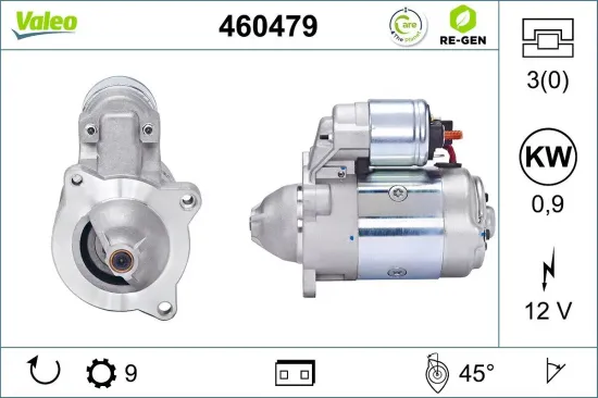 Starter 12 V 0,9 kW VALEO 460479 Bild Starter 12 V 0,9 kW VALEO 460479