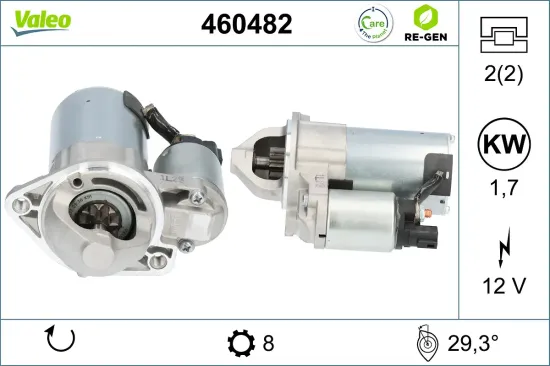 Starter 12 V 1,7 kW VALEO 460482 Bild Starter 12 V 1,7 kW VALEO 460482