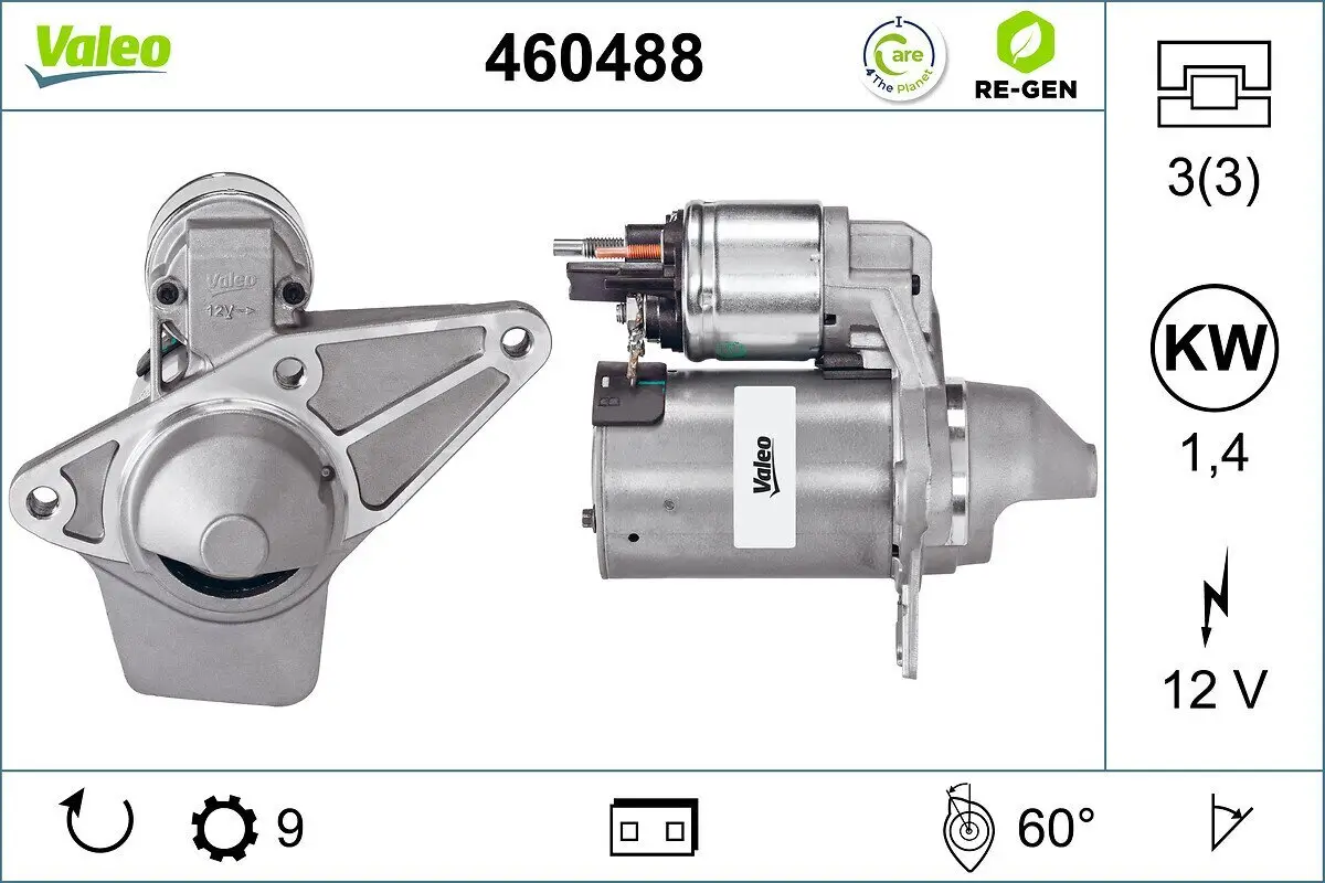 Starter 12 V 1,4 kW VALEO 460488