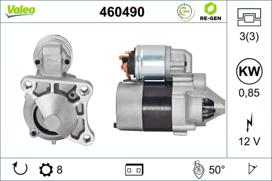 Starter 12 V 0,85 kW VALEO 460490 Bild Starter 12 V 0,85 kW VALEO 460490
