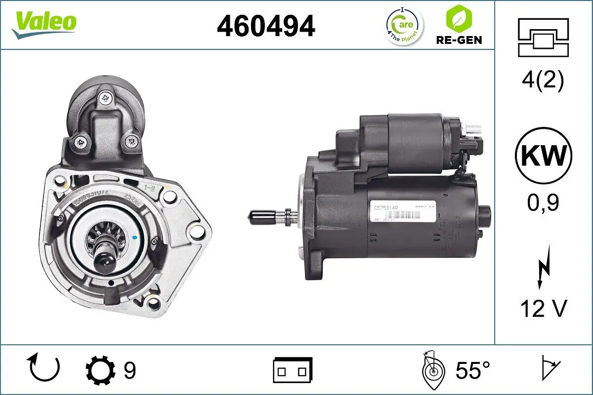 Starter 12 V 0,9 kW VALEO 460494