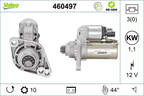Starter 12 V 1,1 kW VALEO 460497 Bild Starter 12 V 1,1 kW VALEO 460497