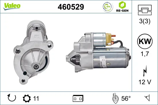 Starter 12 V 1,7 kW VALEO 460529 Bild Starter 12 V 1,7 kW VALEO 460529