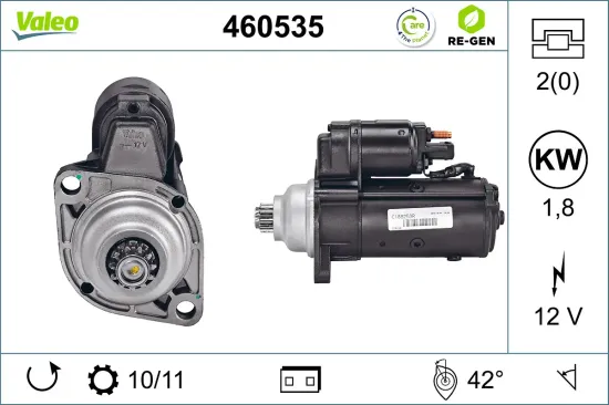Starter 12 V 1,8 kW VALEO 460535 Bild Starter 12 V 1,8 kW VALEO 460535