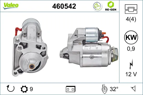 Starter 12 V 0,9 kW VALEO 460542 Bild Starter 12 V 0,9 kW VALEO 460542