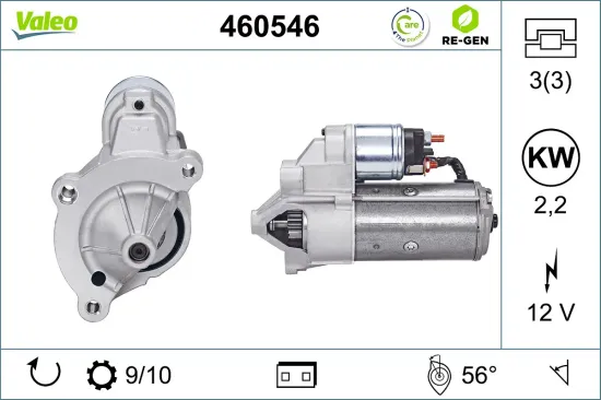 Starter 12 V 2,2 kW VALEO 460546 Bild Starter 12 V 2,2 kW VALEO 460546