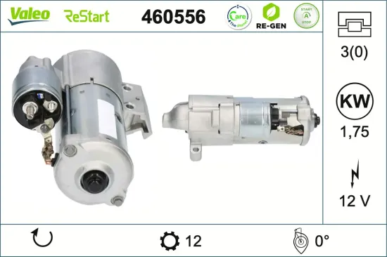 Starter 12 V 1,75 kW VALEO 460556 Bild Starter 12 V 1,75 kW VALEO 460556