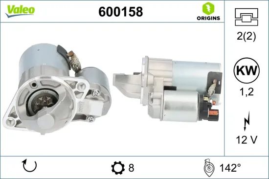 Starter 12 V 1,2 kW VALEO 600158 Bild Starter 12 V 1,2 kW VALEO 600158