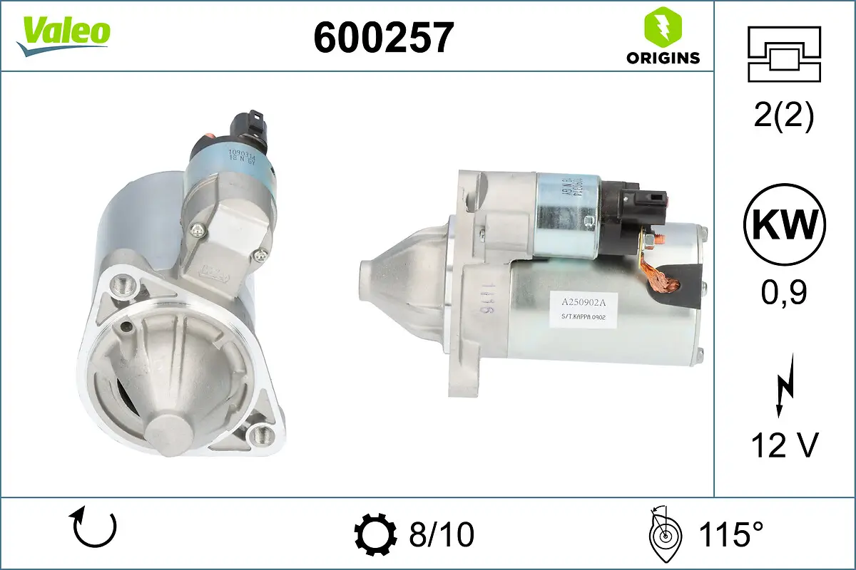 Starter 12 V 0,9 kW VALEO 600257