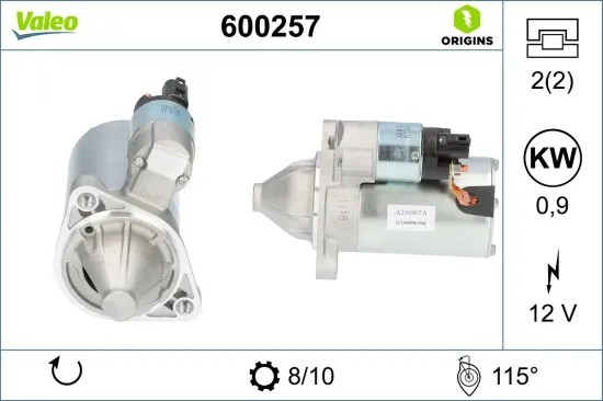 Starter 12 V 0,9 kW VALEO 600257 Bild Starter 12 V 0,9 kW VALEO 600257