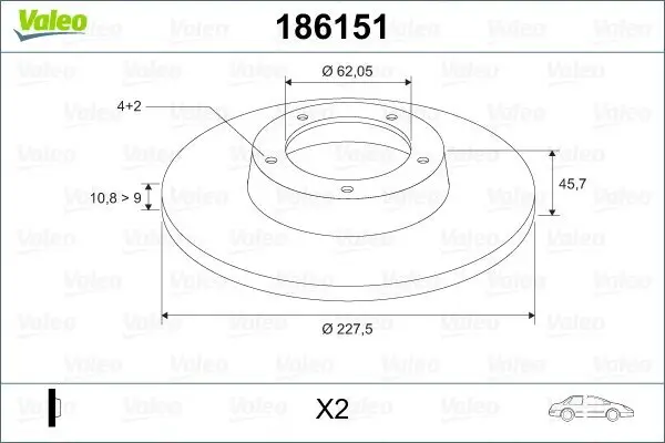 Bremsscheibe VALEO 186151