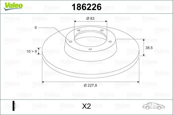 Bremsscheibe VALEO 186226