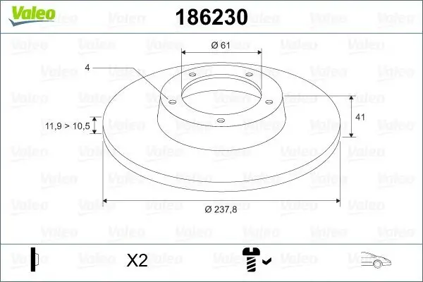 Bremsscheibe VALEO 186230